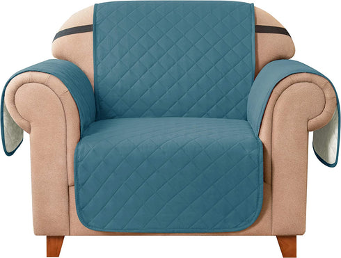 DyFun Sofa Slipcover Reversible Couch Cover Furniture Protector with Elastic Straps for Livingroom Non-Slip Washable Cover for Pets Kids Children (Chair,Turquoise)
