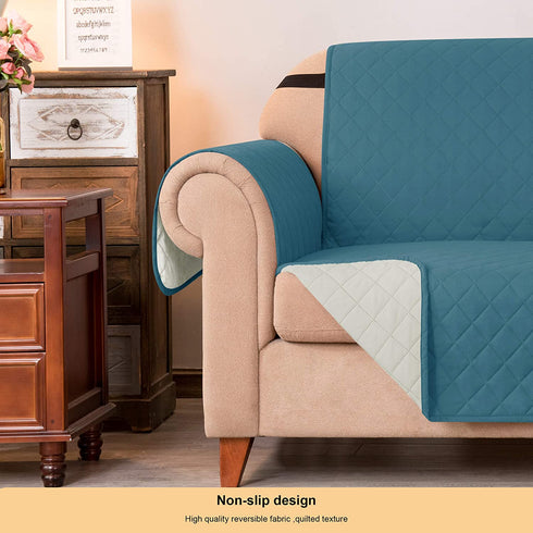 DyFun Sofa Slipcover Reversible Couch Cover Furniture Protector with Elastic Straps for Livingroom Non-Slip Washable Cover for Pets Kids Children (Chair,Turquoise)