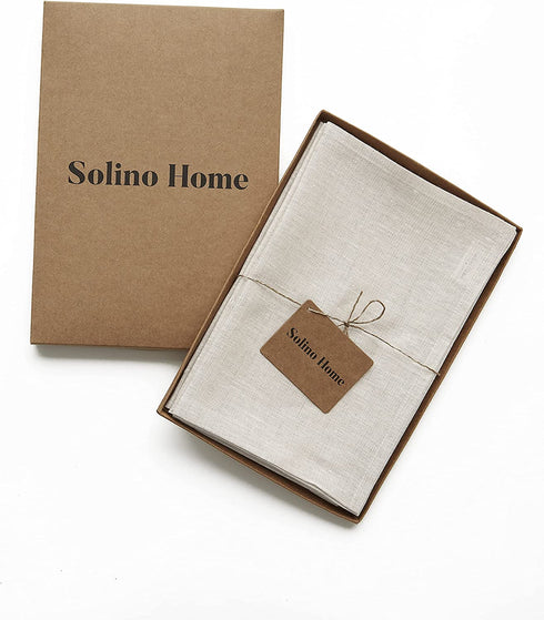 Pure Linen Napkins Athena Light Natural, 20 x 20 Inch Set of 4, 100% Pure Linen Machine Washable Dinner Napkins by Solino Home