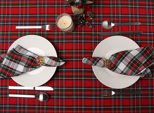 Ruth&Boaz Traditional Scottish Tartan Plaid SquareTablecloth for Famly Dinners & Christmas Parties (Red, 55"X84")