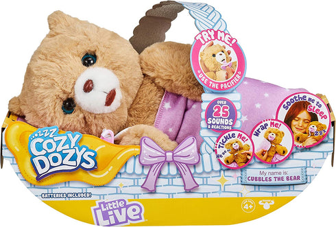 Little Live Pets Cozy Dozy Cubbles The Bear - Over 25 Sounds and Reactions | Bedtime Buddies, Blanket and Pacifier Included | Stuffed Animal, Best Nap Time, Interactive Teddy Bear, 14.9 Ounces