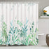 Likiyol Watercolor Floral Shower Curtain, Blue and Green Shower Curtain Teal and White Shower Curtains, Rustic Spring Shower Curtain with 12 Hooks, Waterproof Fabric Shower Curtains for Bathroom