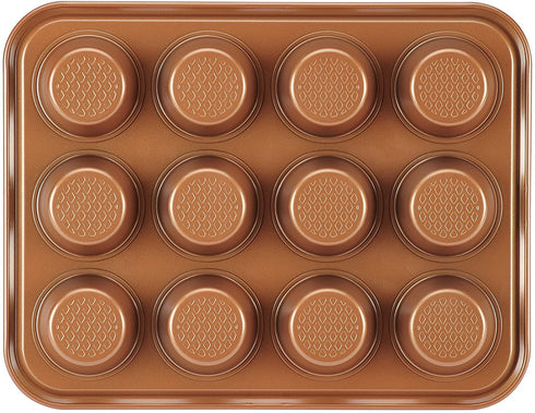 Ayesha Curry Nonstick Bakeware Nonstick 12-Cup Muffin Tin / Nonstick 12-Cup Cupcake Tin - 12 Cup, Brown