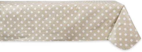 DII Vinyl Tabletop Collection Flannel Backed Polka Dot Tablecloth, Rectangle, 60x84, Natural