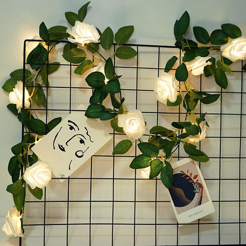 Rose String Lights Battery Powered or USB Powered with Remote Control, Rose Fairy Lights Waterproof for Bedroom, Christmas, Festivals, Wedding, Party, Valentine's Day (White, 6.6)