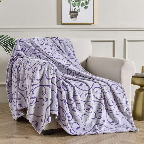 SOCHOW Uragiri Flannel Fleece Throw Blanket, Lightweight Super Soft Cozy Plush Bed Blanket, 60 — 80 Inches, Purple