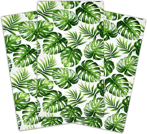100 Tropical Palm Leaf Guest Napkins 3 Ply Disposable Paper Hawaiian Luau Green Leaves Dinner Hand Napkin for Bathroom Powder Room Wedding Holiday Jungle Birthday Party Baby Shower Decorative Towel
