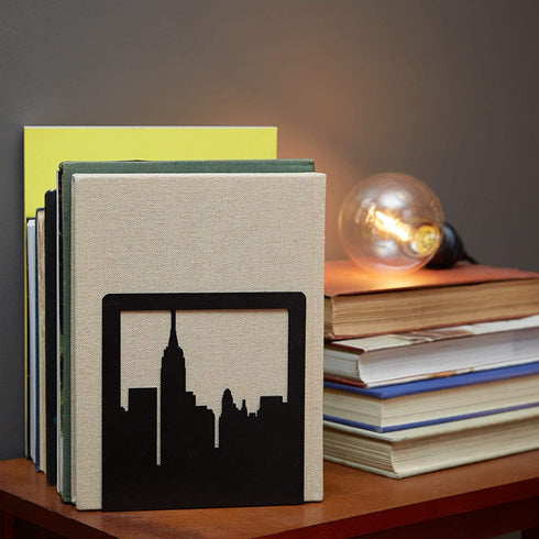 Bookends New York City, NYC Skyline Book Ends for Shelves (1 Pair)