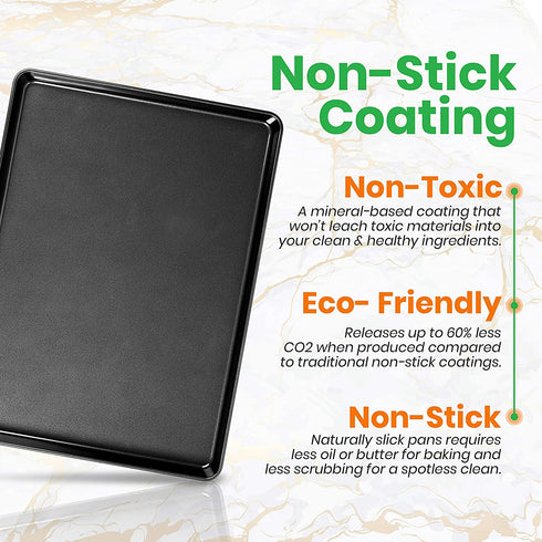 Nonstick Cookie Sheet Baking Pan - 1QT Large Metal Oven Baking Tray Mega Pan - Kitchen Cooking Non-Stick Bake Trays - Stylish Metallic Black Coating, PFOA PFOS PTFE Free - NutriChef NCLGBLK1