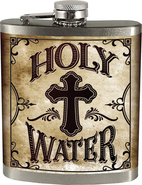 Spoontiques Holy Water Hip Flask Silver , 7 ounces