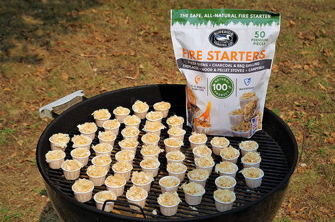 Superior Trading Co. All Natural Fire Starter 10-15 Minute Burn for BBQ, Campfire, Charcoal, Pit, Wood & Pellet Stove, 50 Extra Large Pods, Waterproof for Indoor/Outdoor Fire Starter, Brown