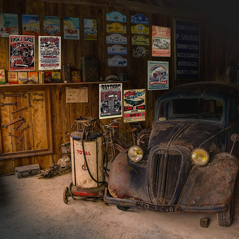 HK Studio Vintage Car Posters - Easy Peel and Stick Indie Posters for Room Aesthetic 90s - Retro Car Poster for Wall Collage Kit 7.8"x11.8" Pack 12
