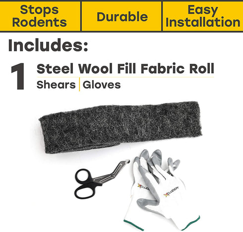 Xcluder Rodent Control Fill Fabric; Large DIY Kit; Steel Wool Blend; Protect Commercial & Residential Properties from Rats and Mice (162758A)