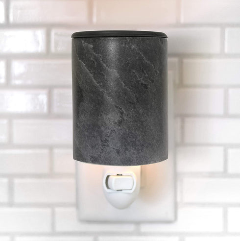 Happy Wax Outlet Wax Melt Warmer for Wax Melts, Tarts & Cubes - Ceramic Wax Melter with Patent Pending No Mess Silicone Top (Outlet Warmer, Dark Stone)
