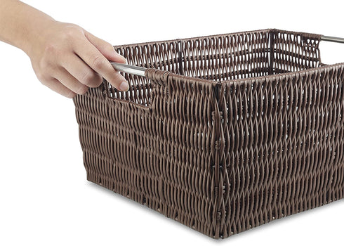 Whitmor Rattique Java Set of 3 Pieces Storage Baskets -Small (8.5"x11.4"x5.5"), Medium (9.8"x13"x6") and Large (11.4"x14.6"x6.5")