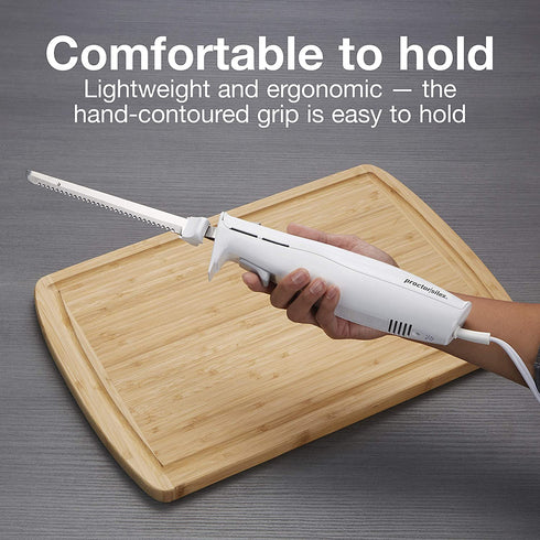 Proctor Silex Easy Slice Electric Knife for Carving Meats, Poultry, Bread, Crafting Foam and More, Lightweight with Contoured Grip, White