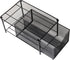 Mind Reader 'CABASKDR' Black Metal Mesh Storage Basket with Sliding Drawer and Steel Mesh Platform On Top