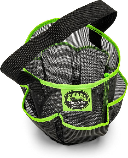 Camco Mesh Shower Caddy Organizer Tote with Pockets and Carry Handle, Dries Quick, Perfect for Dorms, Gym, Camping, the Beach and Travel, Organize Bathroom Toiletries and Products- Black (51997)