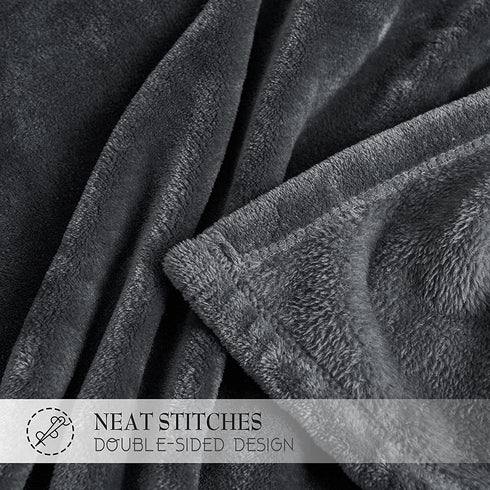 RYB HOME Soft Blanket Twin Size Grey Flannel Lightweight Thermal Fuzzy Bed Blanket for Couch Bed Sofa Travel Camping, W60 x L80