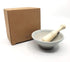 The Elixir Eco Green 4 Inches Mini Porcelain Mortar and Natural Wood Pestle Herb Grinder Pill Crusher Food Safe Spice Grinder Molcajete