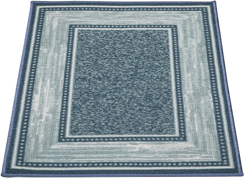 Ottomanson Ottohome Collection Contemporary Bordered Design Rubberback Area Rug, 2'3" x 3', Blue