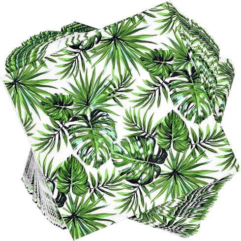 Tropical Palm Leaf Party Supplies Set 24 9" Paper Plates 24 7" Plate 24 9 Oz Cups 50 Lunch Napkin for Hawaiian Luau Green Leaves Jungle Safari Bridal Baby Shower Floral Greenery Summer Birthday Decor