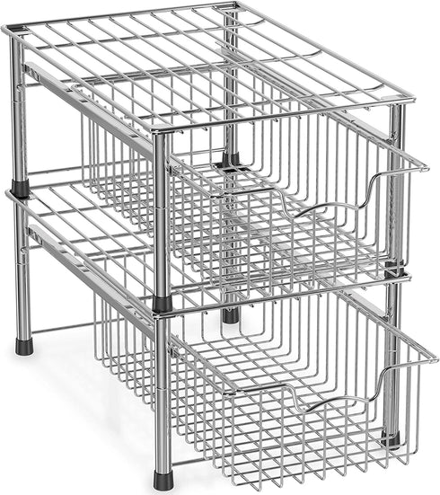 Simple Houseware Stackable Basket Drawer, Chrome