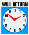 Headline Sign 9382 Double-Sided Open/Will Return Sign with Clock Hands, 7.5 Inches by 9 Inches