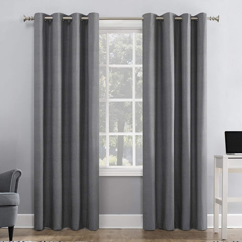 Sun Zero Columbia Thermal Insulated 100% Blackout Grommet Curtain Single Panel, 50" x 95", Gray