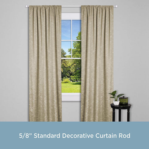Kenney Chelsea 5/8" Standard Decorative Window Curtain Rod, 28-48", Silver, 2 Pack