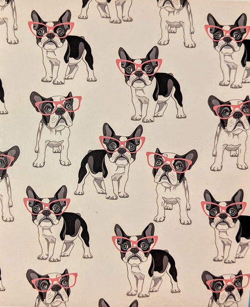 Fun Print Soft Cozy Lightweight 50 x 60 Fleece Throw Blanket (White with French Bulldogs in Glasses)