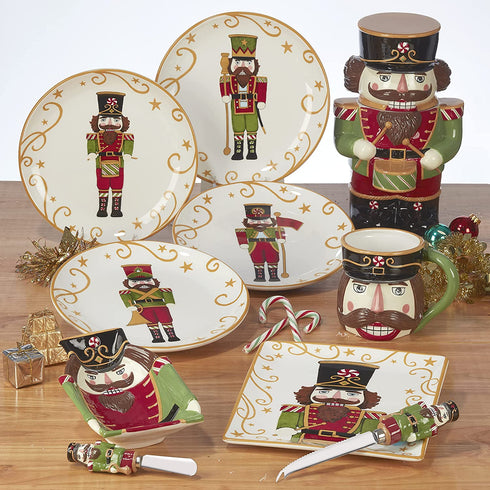 Certified International Holiday Magic Nutcracker 6" Canape/Luncheon/Snack Plates, Set of 4, Multicolor