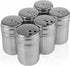 Portable Stainless Steel Spice Shaker Seasoning Dispenser - 6 Pc Set with Rotating Lids and Travel Bag| Spice Jars - Salt and Pepper Shakers - Dry Herb Spice Condiment Dispenser |Camping|Hiking|BBQ