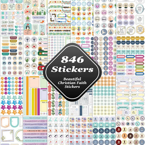 Christian Journaling Stickers, Faith Stickers for Journals and Planners, 840+ PCS Religious Stickers, Bible Journaling Stickers, Inspirational Stickers