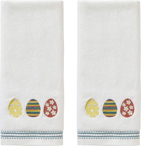 SKL Home Easter Egg Line Hand Towel Set, White