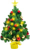 CREPRO 2ft Pre-lit Christmas Tree, Artificial Mini Christmas Tree with Lights and Christmas Ornaments, Tabletop Christmas Trees with Star Treetop for Xmas Home Party Holiday DIY Decorations(Gold)