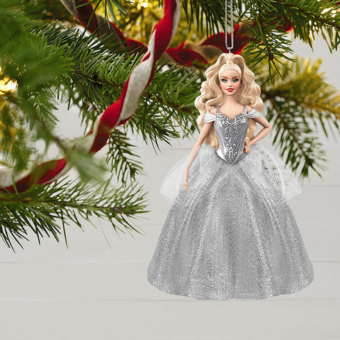 Hallmark Keepsake Christmas Ornament 2021, White Holiday Barbie Doll
