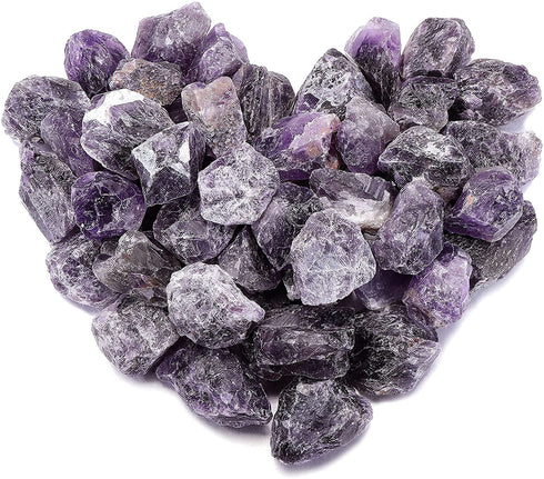 Top Plaza Bulk Amethyst Healing Crystals Rough Stones - Large 1" Natural Raw Stones Crystal for Reiki Healing, Wicca, Witchcraft, Tumbling, Cabbing, Fountain Rocks, Decoration, Polishing 0.5lb