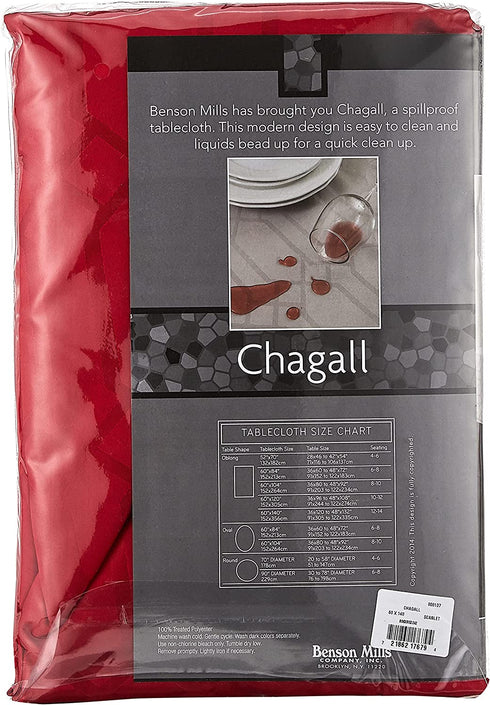 Benson Mills Solid Chagall Spillproof Fabric Tablecloth (60" x 140" Rectangular, Scarlet)