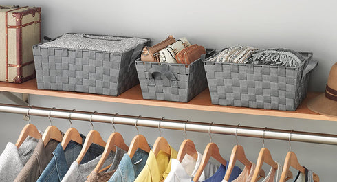 Whitmor Woven Strap Storage Baskets S/3-Gray