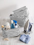 DII Laundry Storage Collection Cabana Stripe Collapsible and Waterproof Bins, Small Rectangle, 12x7.5, Gray, 2 Piece