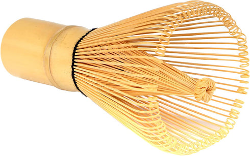 BambooMN Japanese Matcha Whisk Chasen - Traditional Handcurled 100 Tate Matcha Utensil - Natural Golden Brown - 2 Pieces