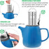 Tealyra - Daze Ceramic Teapot in Blue - 27-ounce (2-3 cups) - Small Stylish Ceramic Teapot with Stainless Steel Lid and Extra-Fine Infuser To Brew Loose Leaf Tea