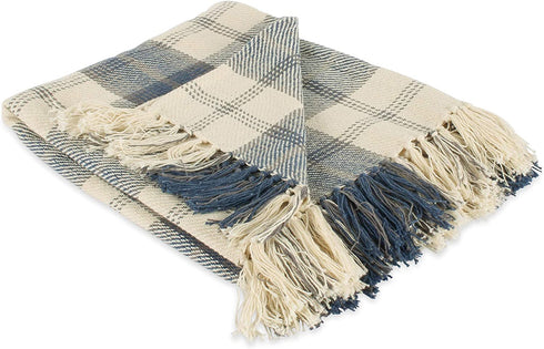 DII Farmhouse Woven Throw, 50x60 with 3" Fringe, French Blue, 1 Piece
