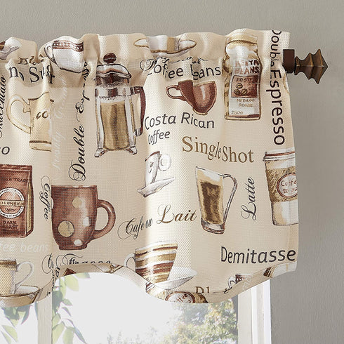 No. 918 Bristol Coffee Shop Semi-Sheer Rod Pocket Kitchen Curtain Valance, 54 in x 14, Ivory Off-White