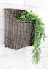 AuldHome Gray Washed Magazine / File Basket, Farmhouse Rustic Woven Willow Storage Basket