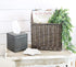 AuldHome Gray Washed Magazine / File Basket, Farmhouse Rustic Woven Willow Storage Basket