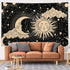 Sun and Moon Tapestry Aesthetic Sun Moon Tapestry Black Dark Spiritual Tapestries Wall Hanging Room Decor for Bedroom, Livingroom(59"x82", Moon and Sun)