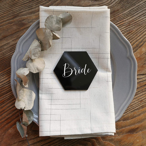 UNIQOOO 20 Pack Tint Black Hexagon Acrylic Place Card for Wedding | DIY Blank Acrylic Table Seating Cards, Escort Plates - Perfect for Dinner Parties Business Event