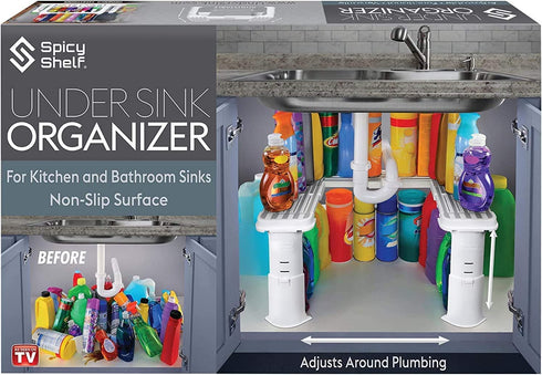 Spicy Shelf Expandable Under Sink Organizer and Storage I Bathroom Under the Sink Organizer Kitchen Under Sink Shelf I Cleaning Supplies Organizer Under Sink Storage I EXPANDABLE HEIGHT DEPTH & WIDTH